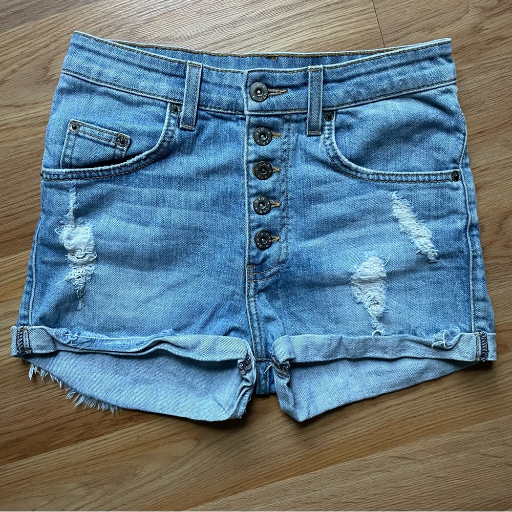 Carmar Denim High-rise Button-fly Shorts